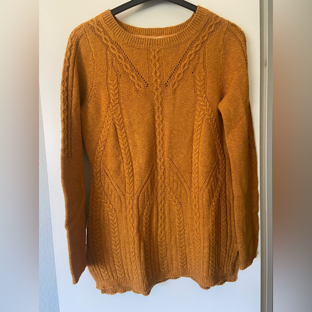 Anthropologie Cable Knit Sweater - Mustard